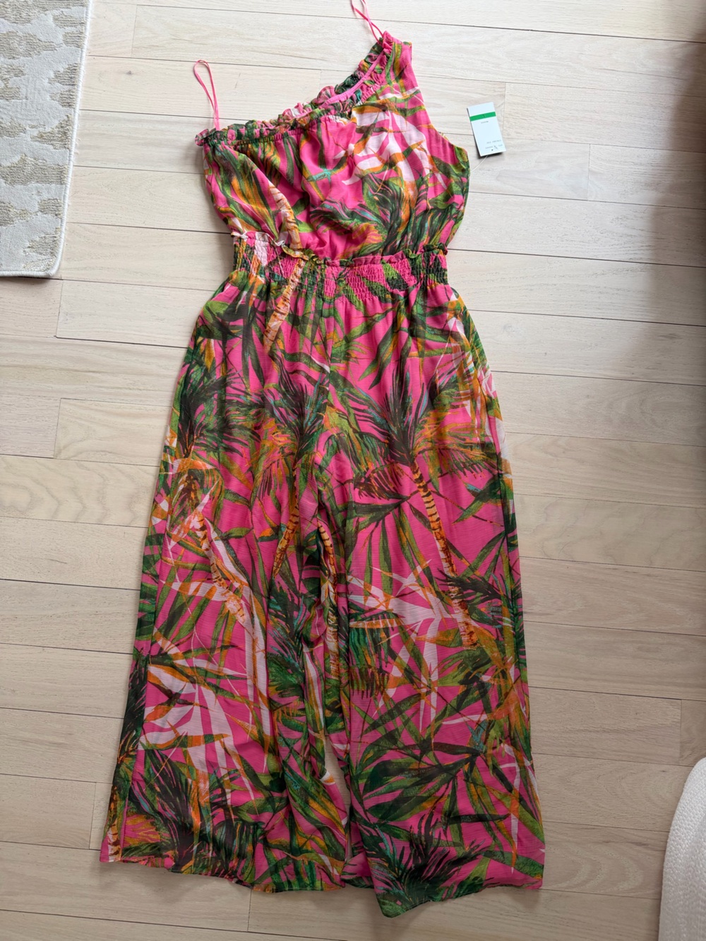 Taylor Pink Tropical Print Girls Jumpsuit